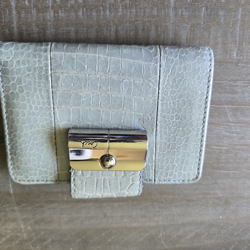 Coach Light Green Croc-Embossed Wallet